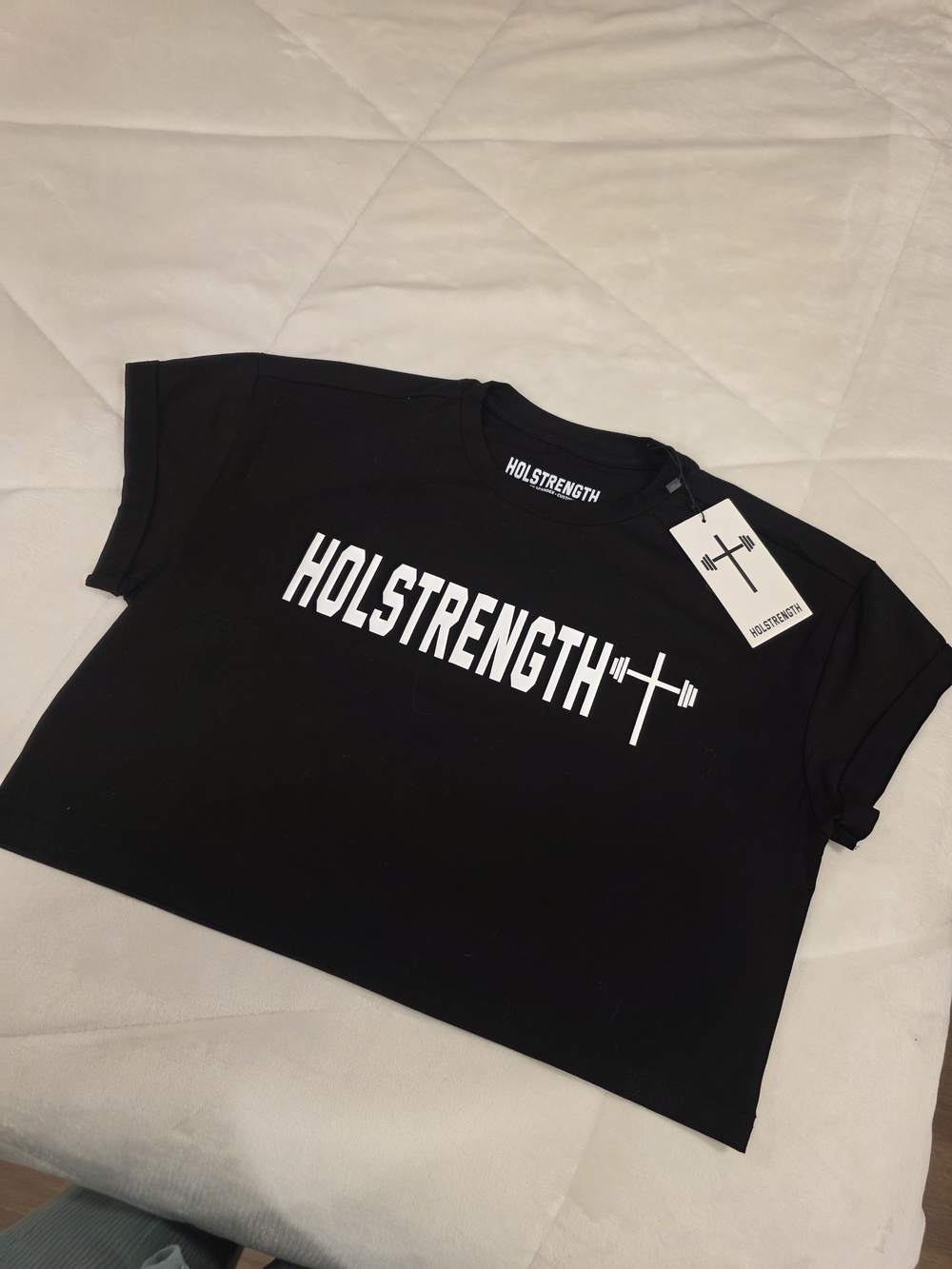 Women's Black Crop Tee - Logo Graphic